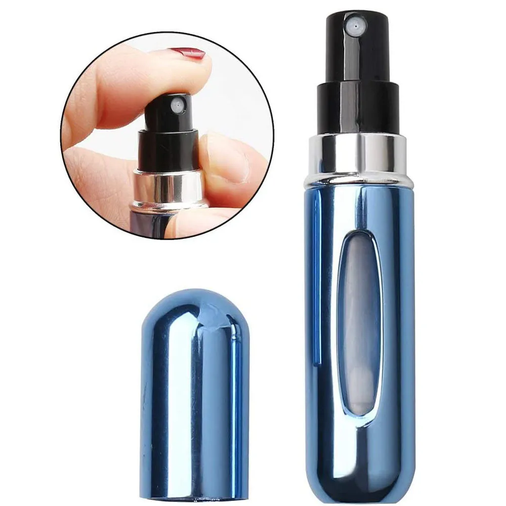 5ML Perfume Travel Refillable Mini Bottle Refillable Portable Perfume Atomizer Mini Perfume Aerosol for Trip Fragrance Empty Spray Bottle Scent Pump Case (Blue)