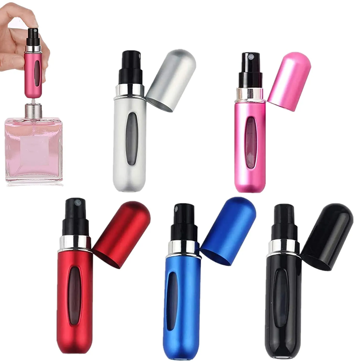 5ML Perfume Travel Refillable Mini Bottle Refillable Portable Perfume Atomizer Mini Perfume Aerosol for Trip Fragrance Empty Spray Bottle Scent Pump Case (Blue)