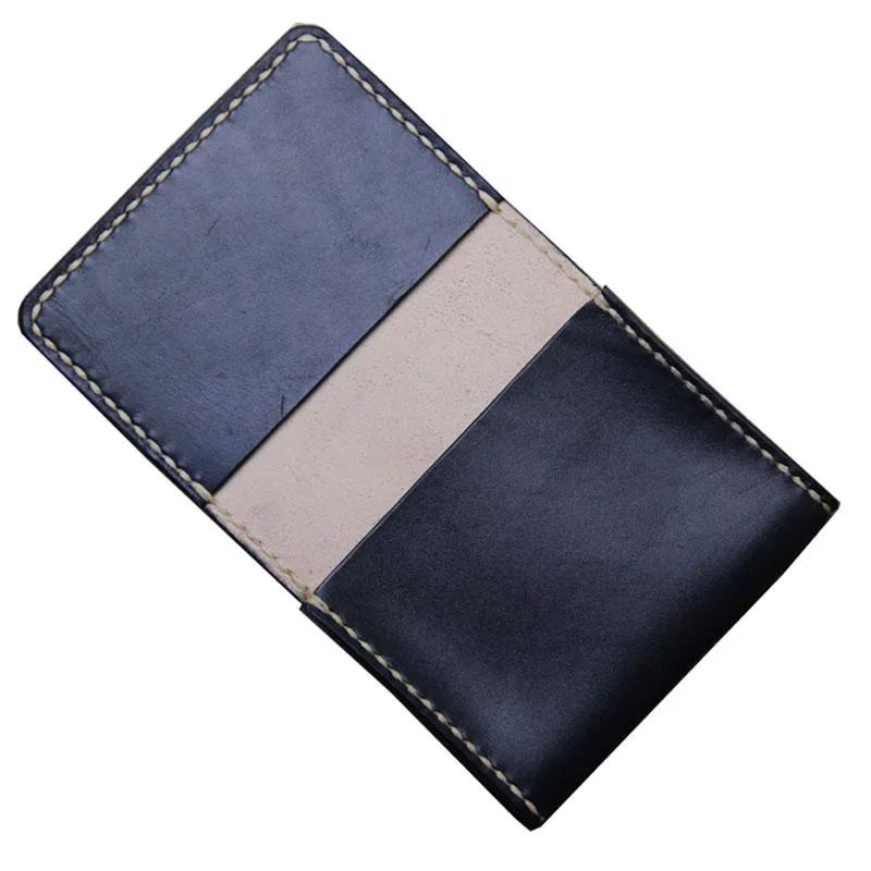 Black Leather Mens Slim Front Pocket Bifold Small Wallets Card Wallet for Men