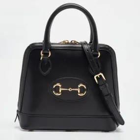 Black Leather Small Horsebit 1955 Top Handle Bag