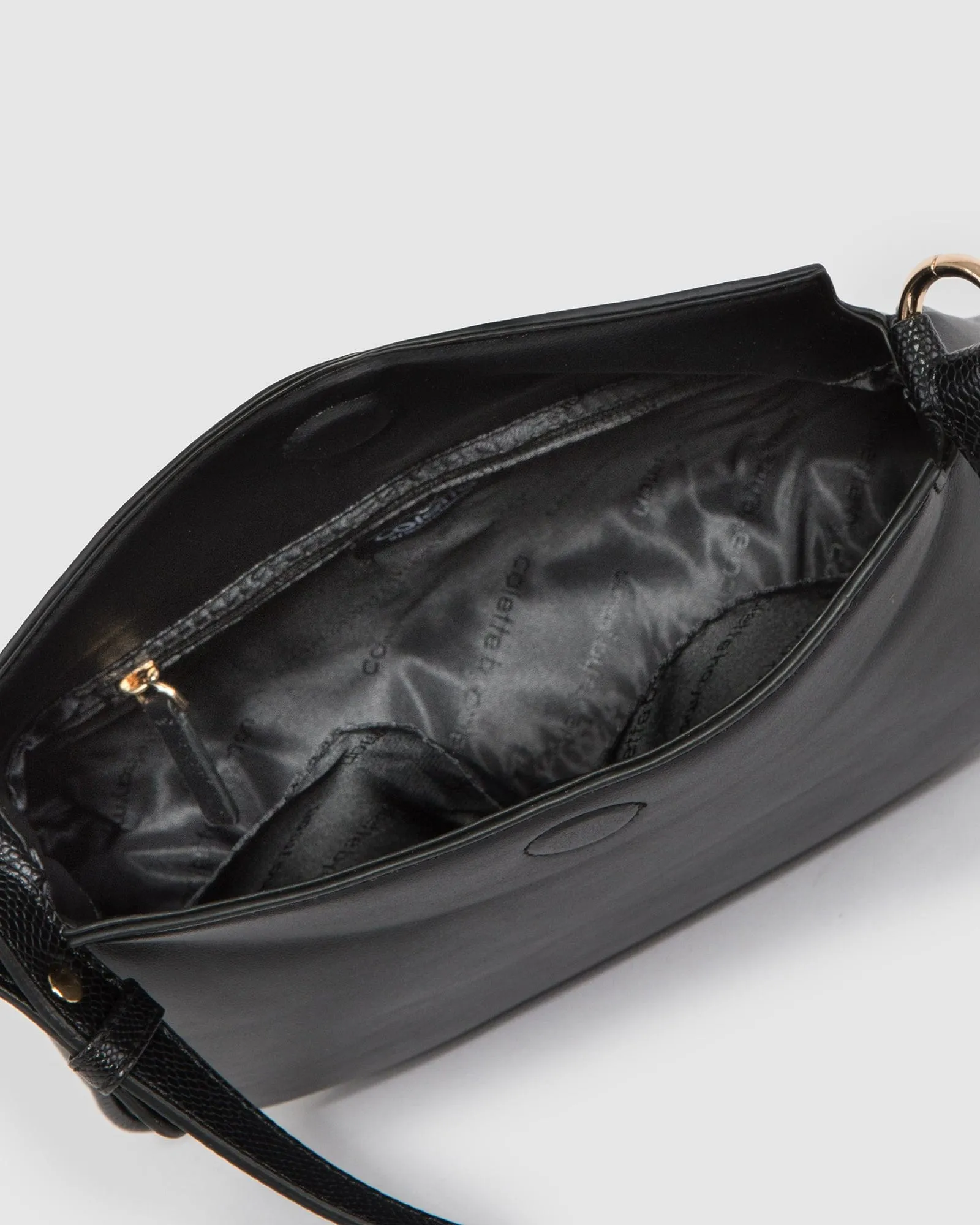 Black Stella Curved Shoulder Bag