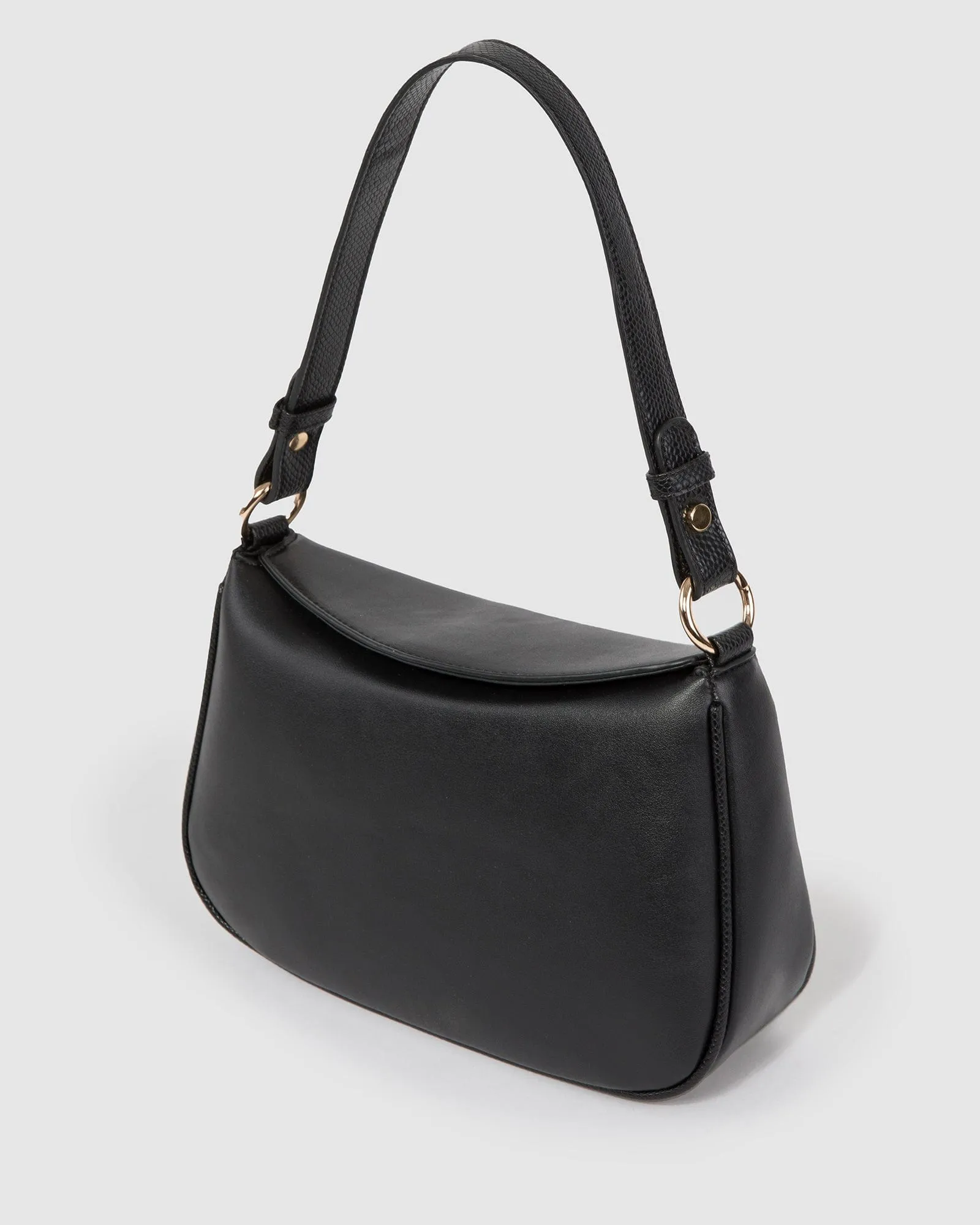 Black Stella Curved Shoulder Bag