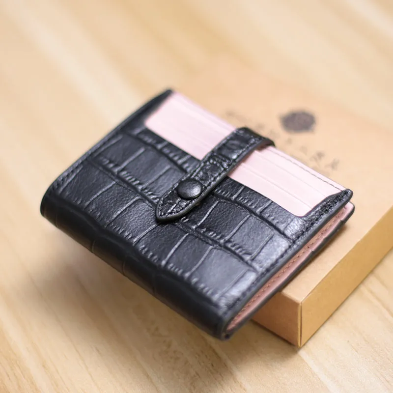 Black&Green Cute Women Leather Slim Wallet Card Wallet Mini Billfold Wallets Slim Brown Card Holder Wallets For Women