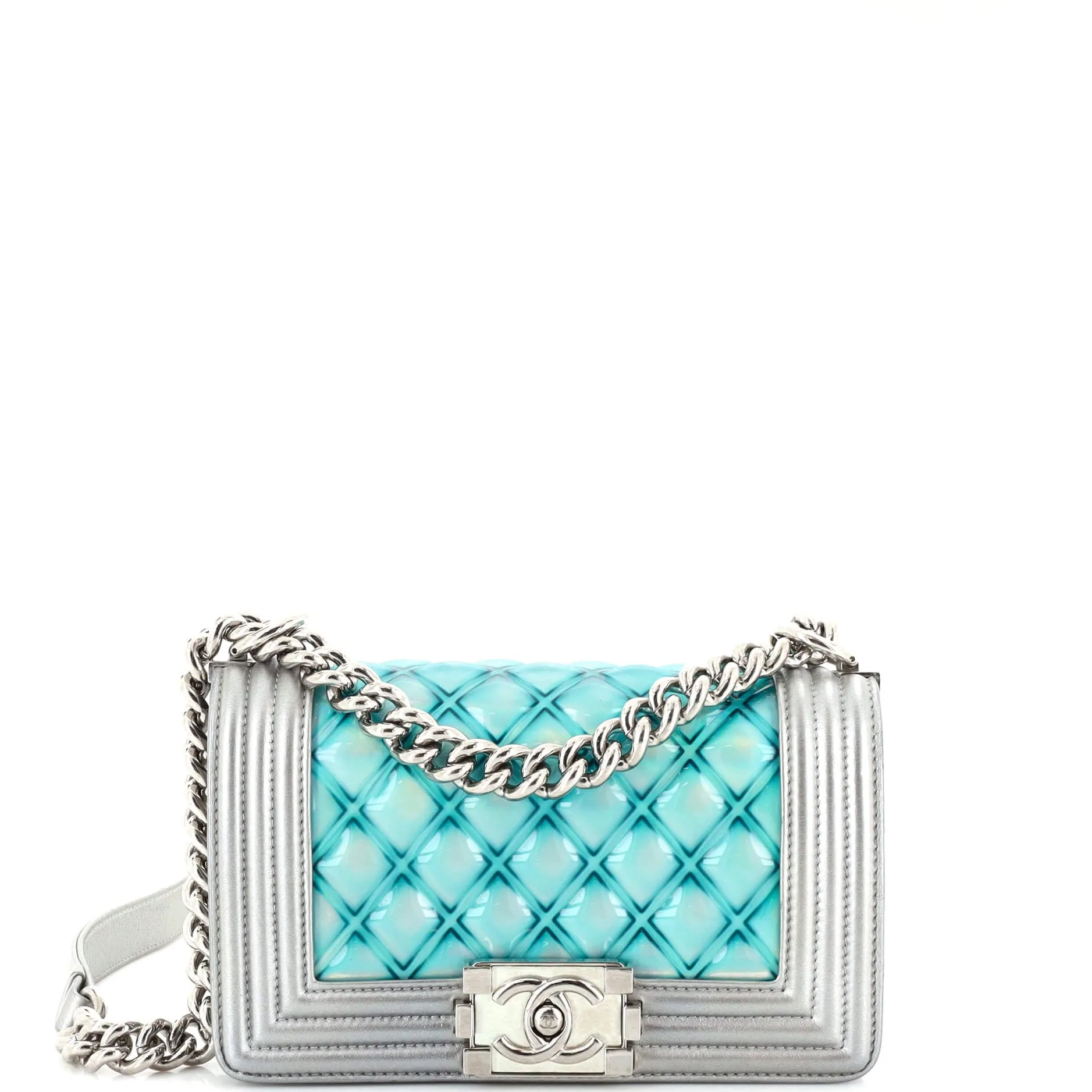 CHANEL Boy Flap Bag Quilted Holographic PVC Small