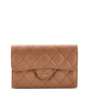 CHANEL Trifold Classic Flap Wallet Quilted Caviar Medium