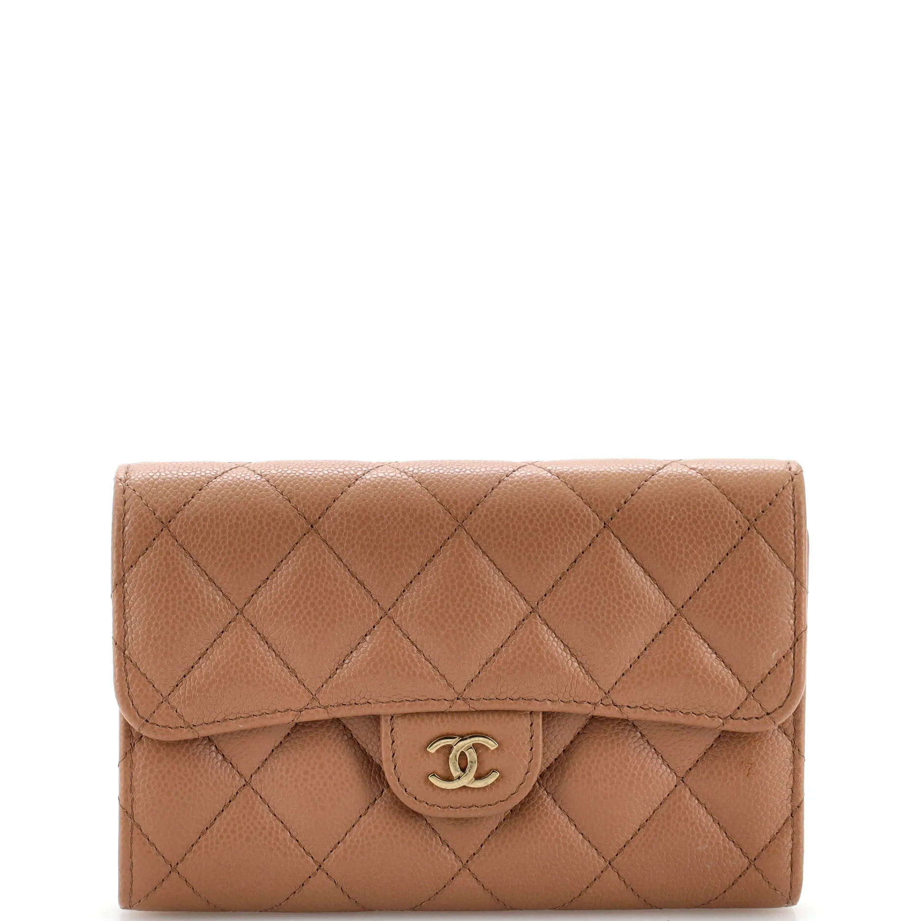 CHANEL Trifold Classic Flap Wallet Quilted Caviar Medium