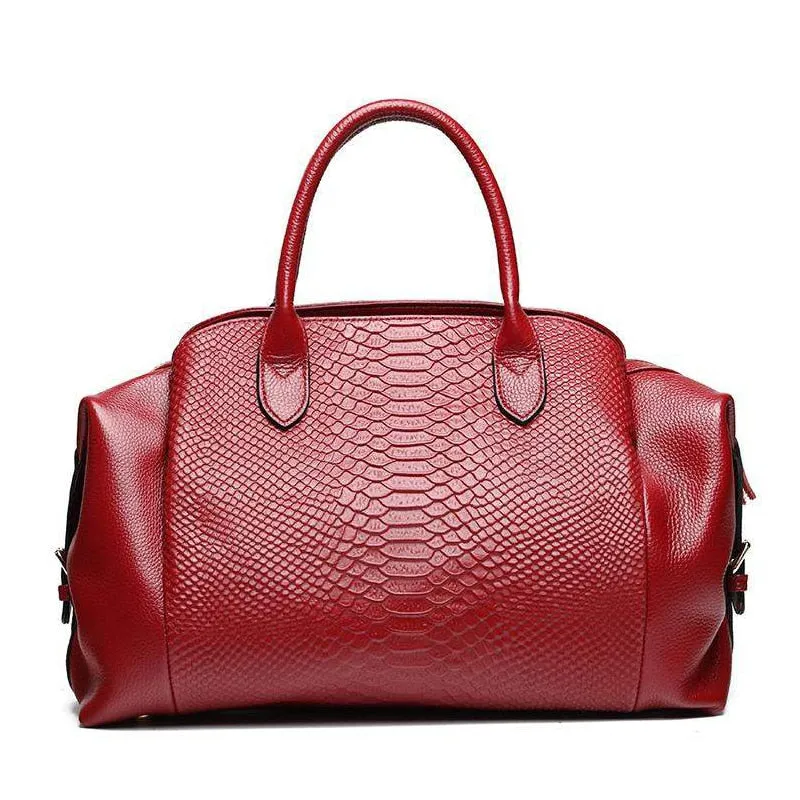 Christmas Gift Luxury Genuine Leather Large Handbags Wild Serpentine Tote Female Shoulder Bags Designer Lady Classic Crossbody Bags For Women