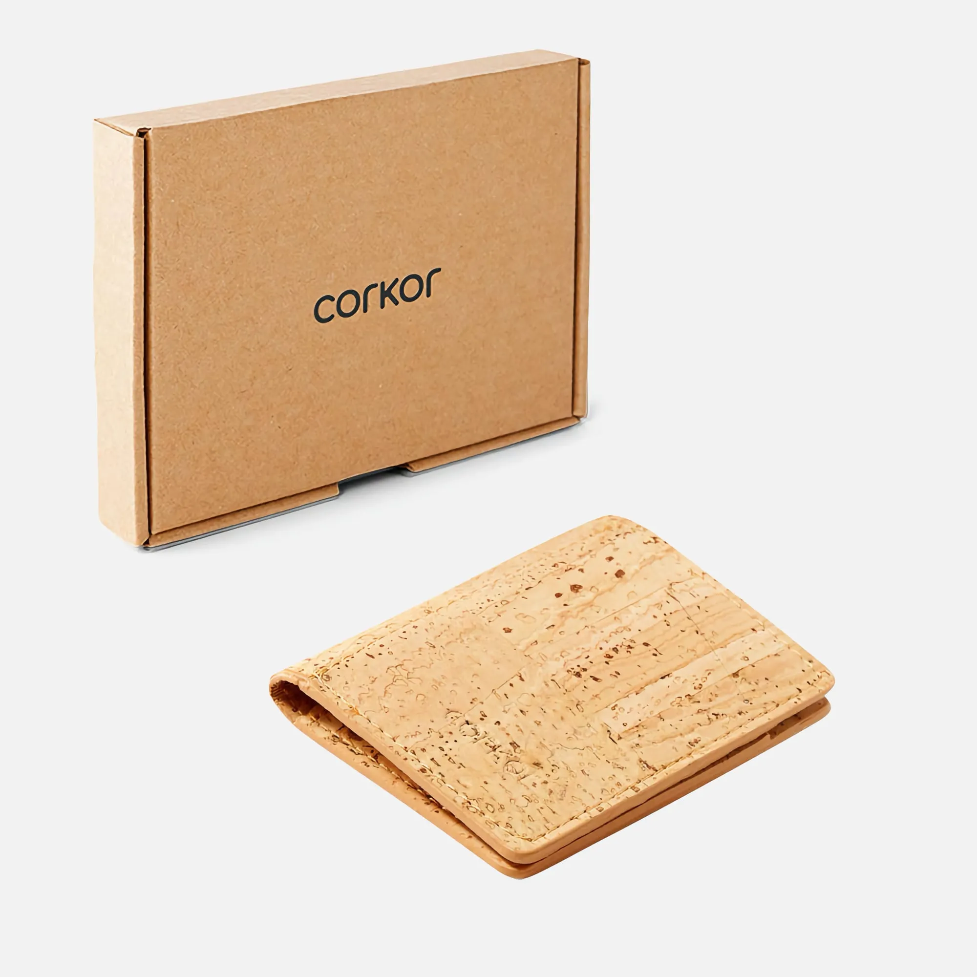 Corkor Vegan Cork Slim Wallet, Light Brown