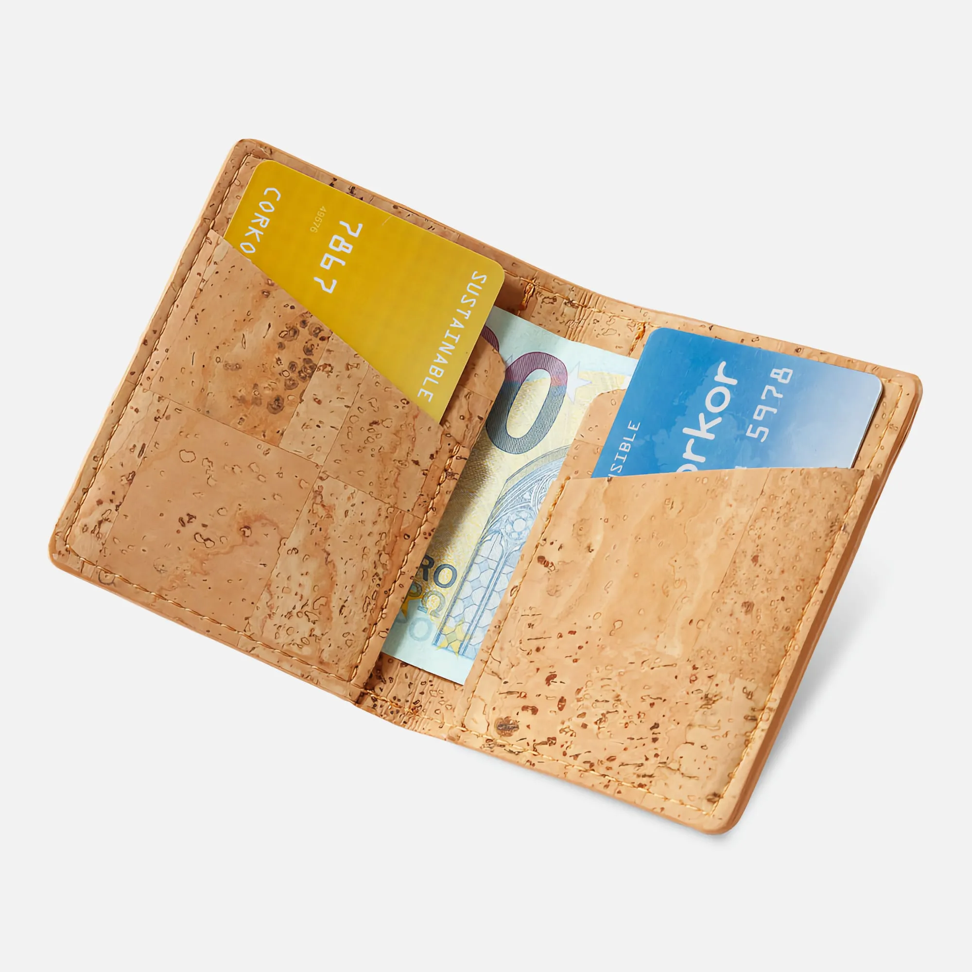 Corkor Vegan Cork Slim Wallet, Light Brown