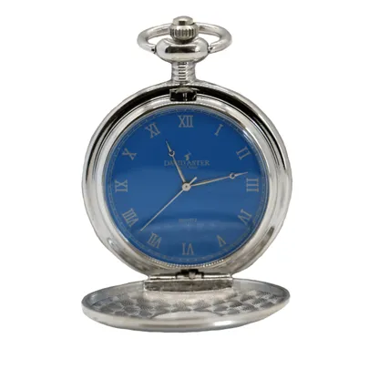 David Aster Silver & Blue Quartz Half Hunter Pocket Watch