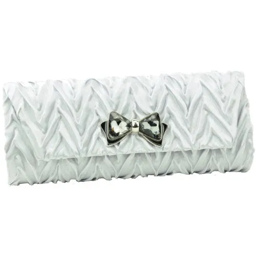 Diamante Butterfly Satin Crinkle Clutch Bag