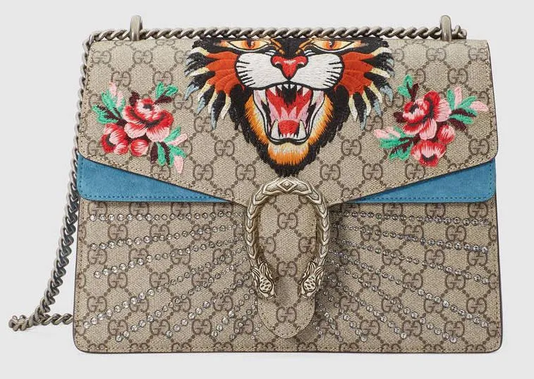 Dionysus Tiger Embroidered GG Supreme Shoulder Bag