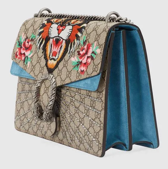 Dionysus Tiger Embroidered GG Supreme Shoulder Bag