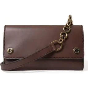 Dolce & Gabbana Elegant Leather Shoulder Bag in Rich Brown