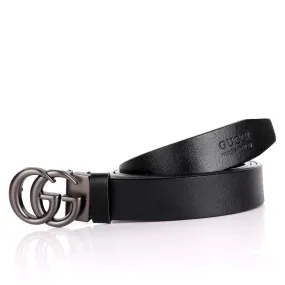 Double G Men's Black Genuine Leather Belt