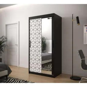 Farah 100cm Sliding Door Wardrobe Black