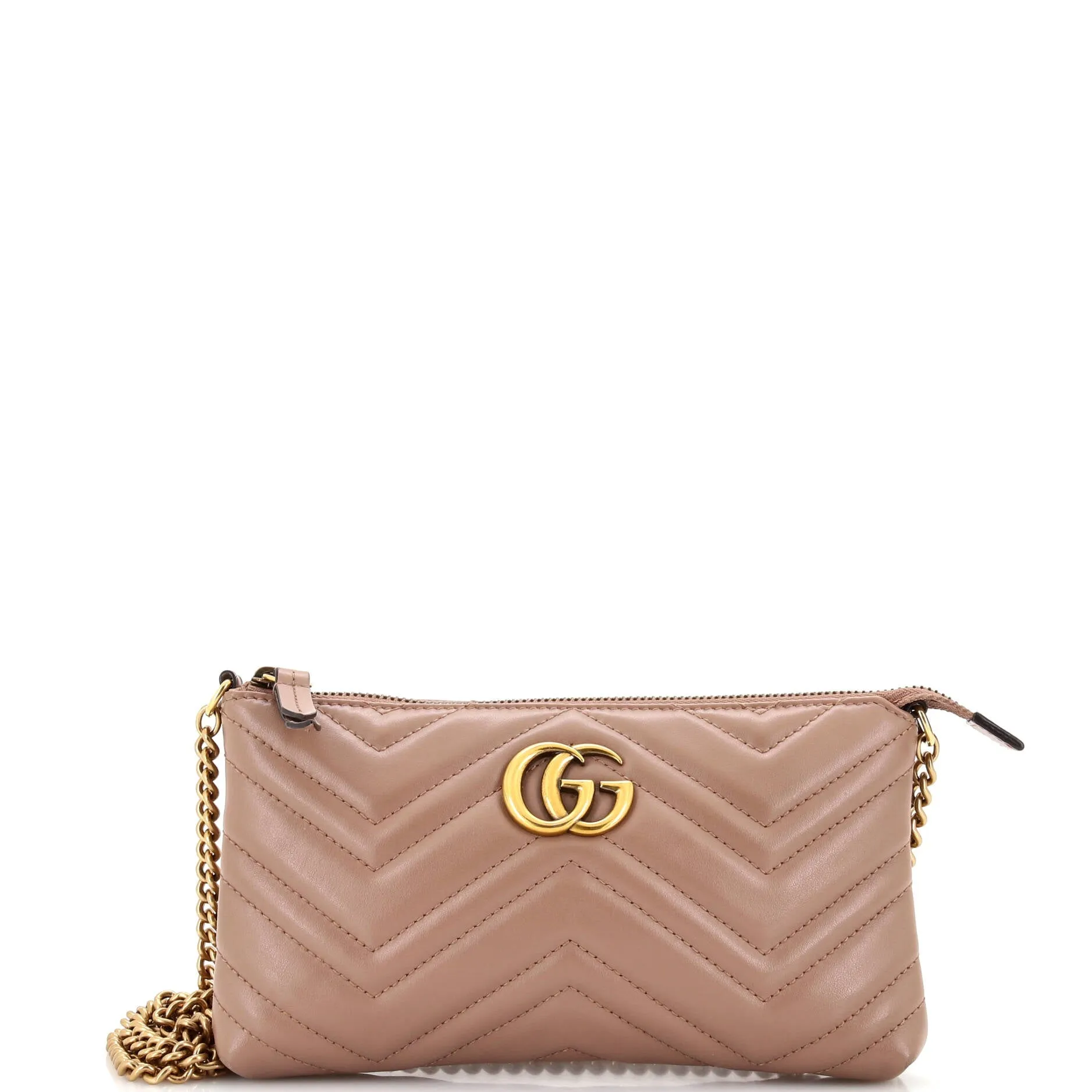 GUCCI GG Marmont Chain Shoulder Bag Matelasse Leather Mini