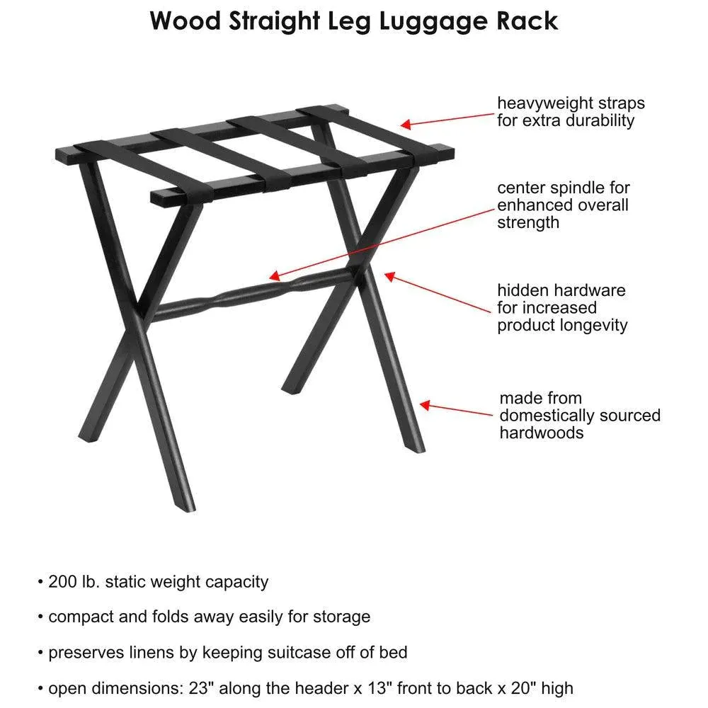 Ivory Straight Leg Wood Luggage Rack with 4 Seafoam & Natural Greek Key Straps