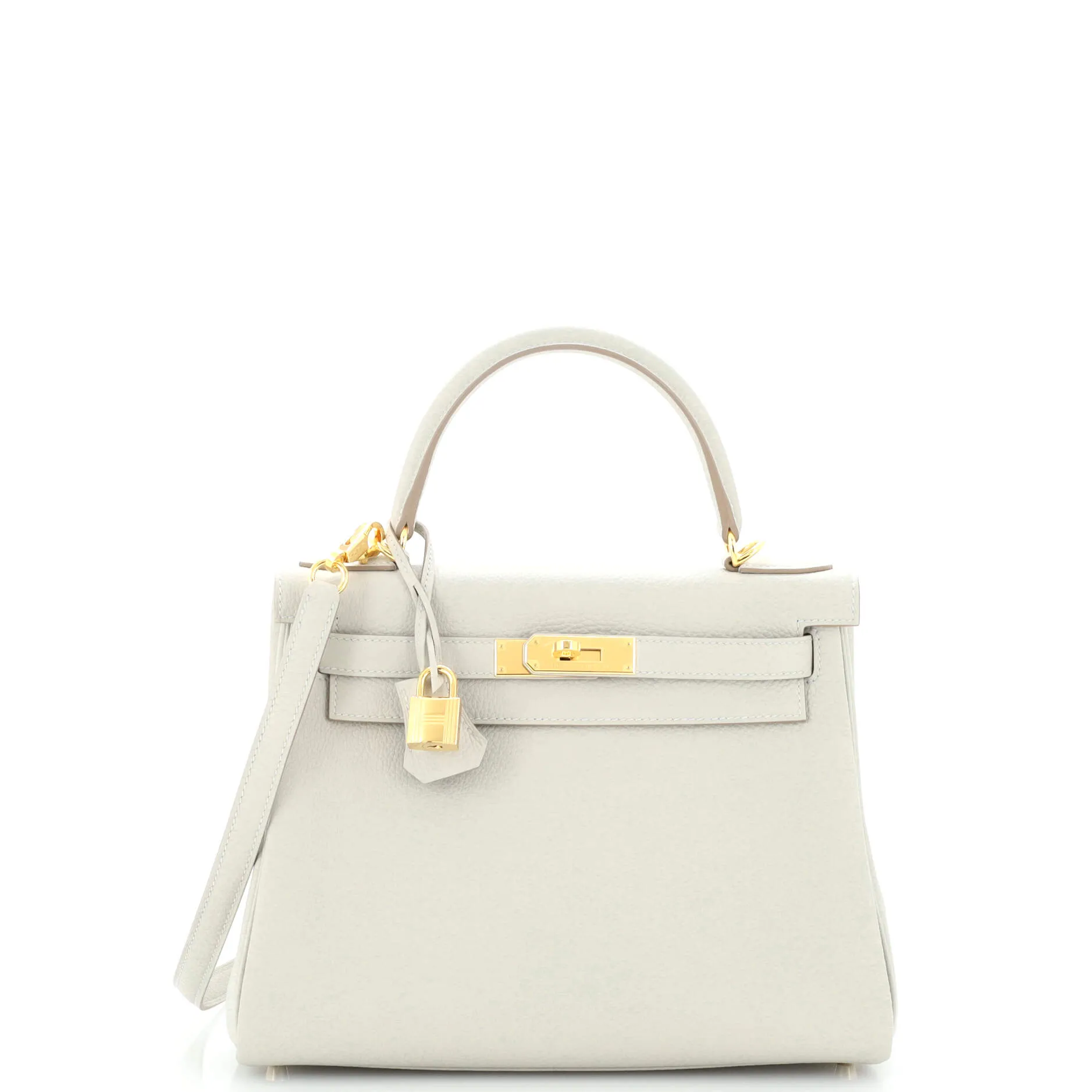 Kelly Handbag Grey Clemence with Gold Hardware 28