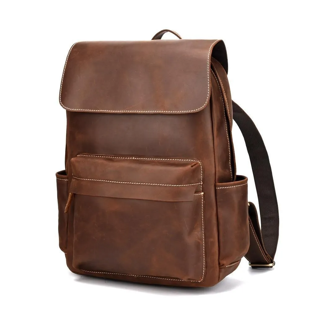 Laptop Leather Backpacks For Men Soft Leather Backpacks