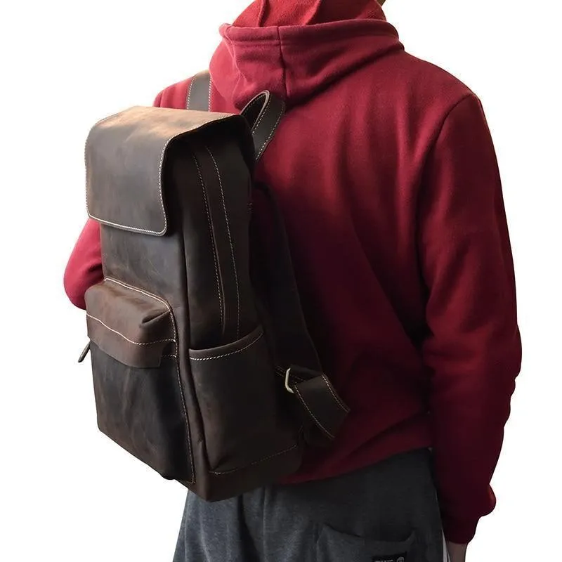 Laptop Leather Backpacks For Men Soft Leather Backpacks