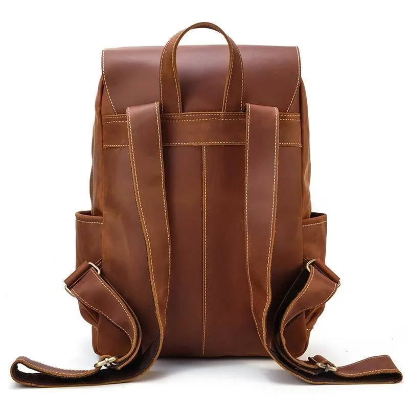 Laptop Leather Backpacks For Men Soft Leather Backpacks