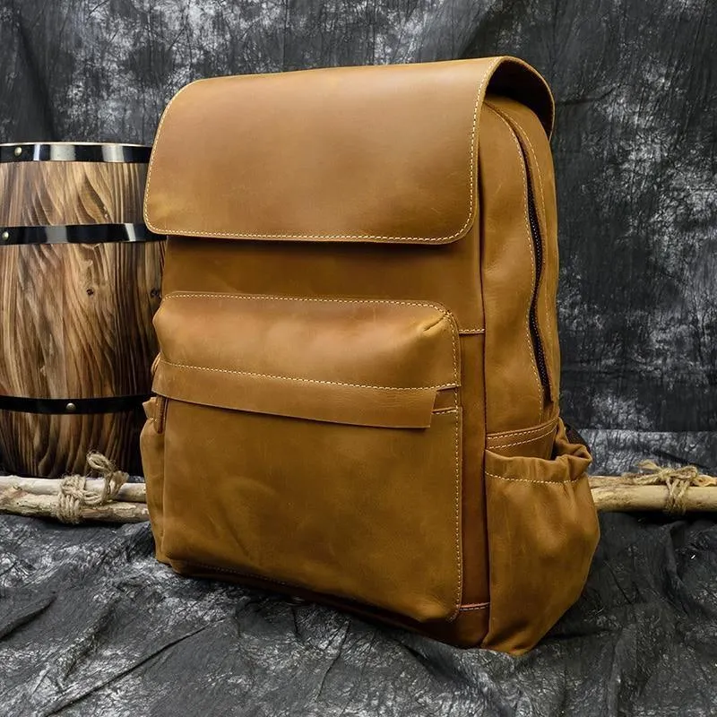 Laptop Leather Backpacks For Men Soft Leather Backpacks