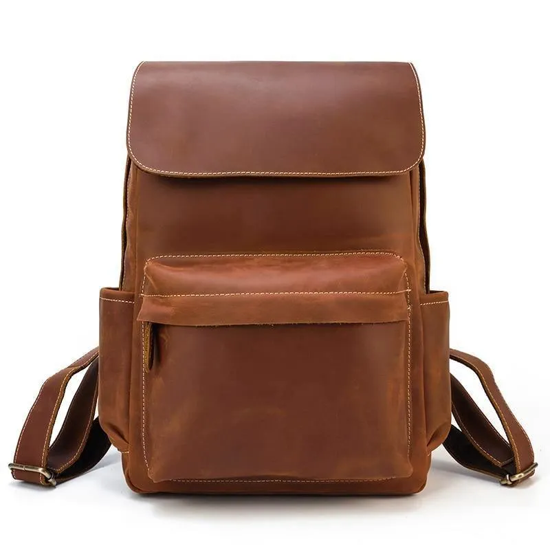 Laptop Leather Backpacks For Men Soft Leather Backpacks