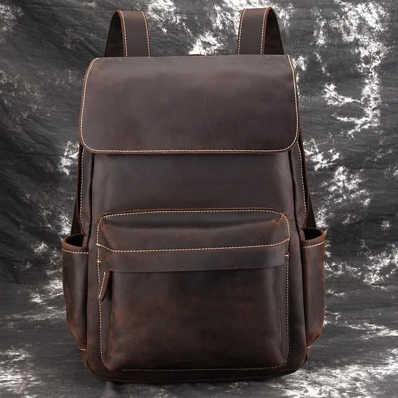 Laptop Leather Backpacks For Men Soft Leather Backpacks