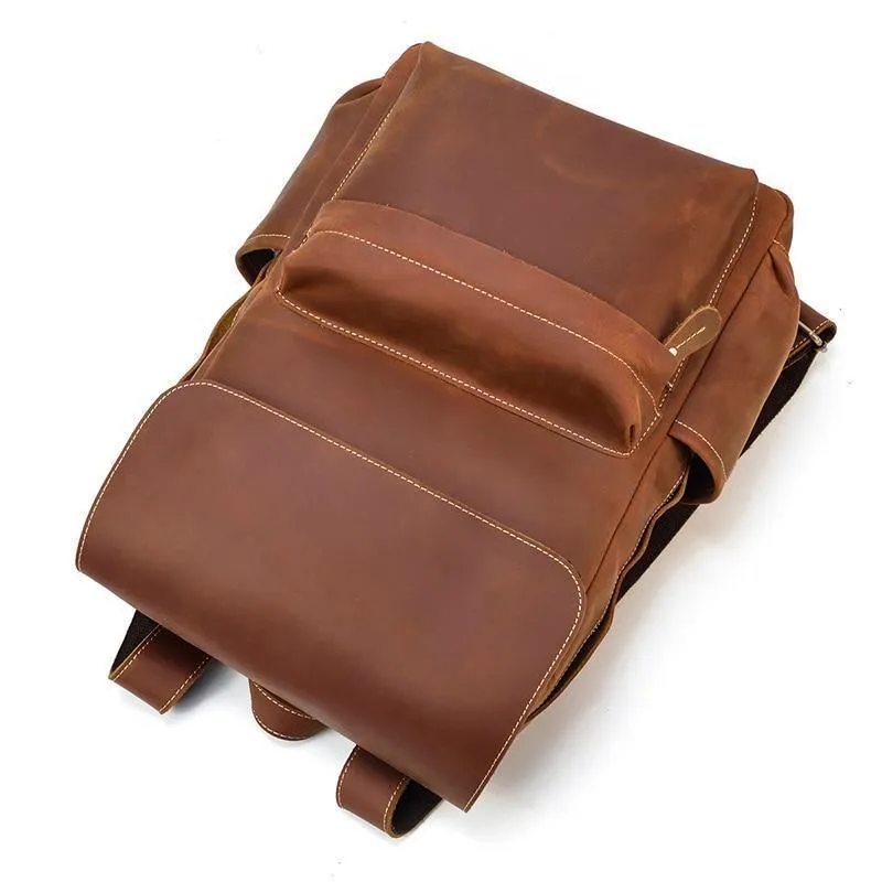 Laptop Leather Backpacks For Men Soft Leather Backpacks