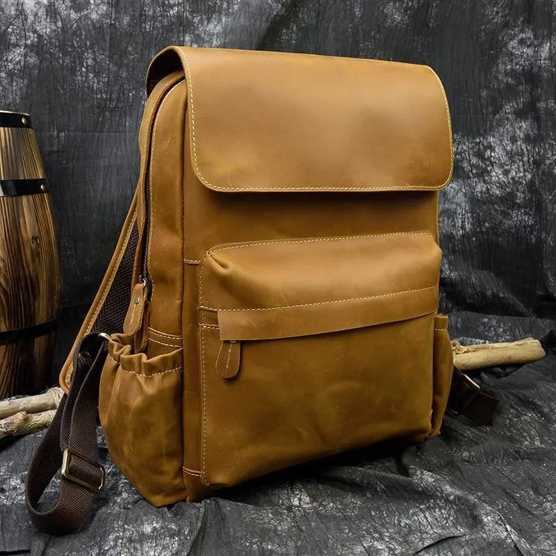 Laptop Leather Backpacks For Men Soft Leather Backpacks