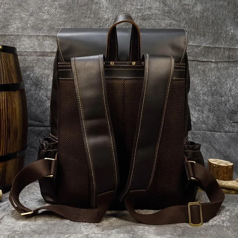 Laptop Leather Backpacks For Men Soft Leather Backpacks