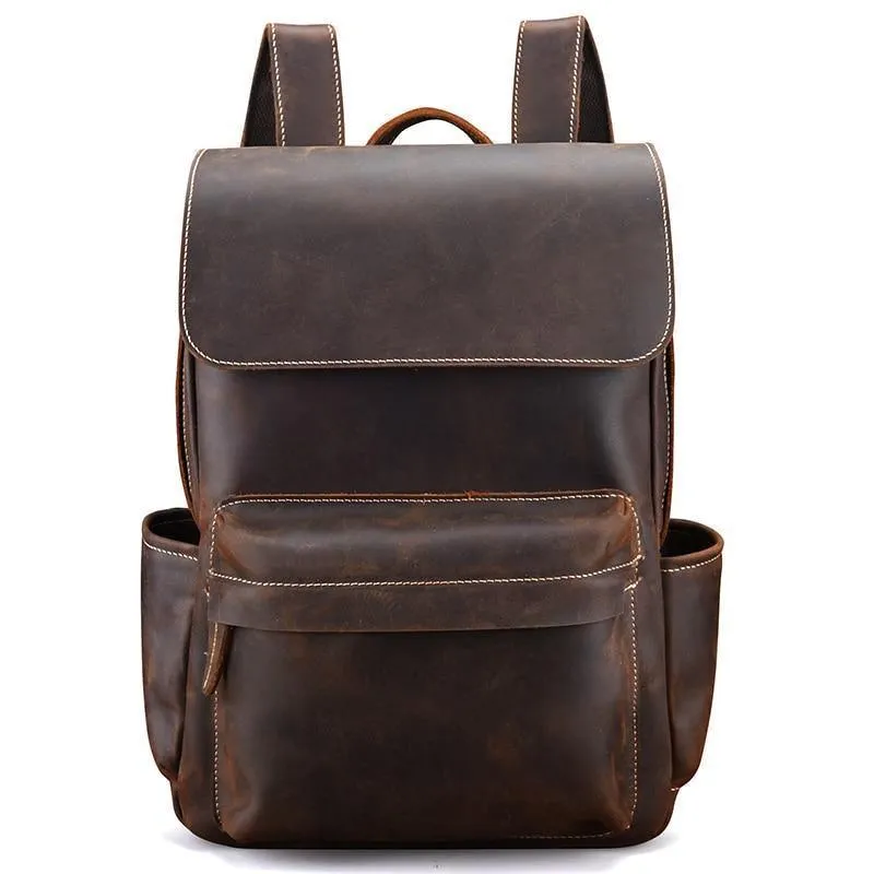 Laptop Leather Backpacks For Men Soft Leather Backpacks