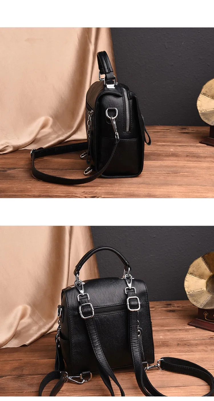 Luxury Cow Leather Women Designer Fashion Shoulder Crossbody Multifunction Bag Big Tote Sac