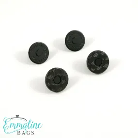 Magnetic Snap Closures: 9/16" (14 mm) SLIM in Matte Black Finish (2 Pack)