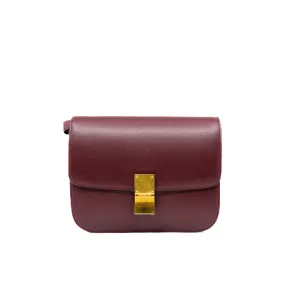 Medium Classic Box Burgundy Calfskin Crossbody Bag