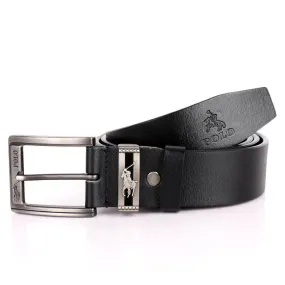 PRL Pony Logo Classic Leather Black Belt