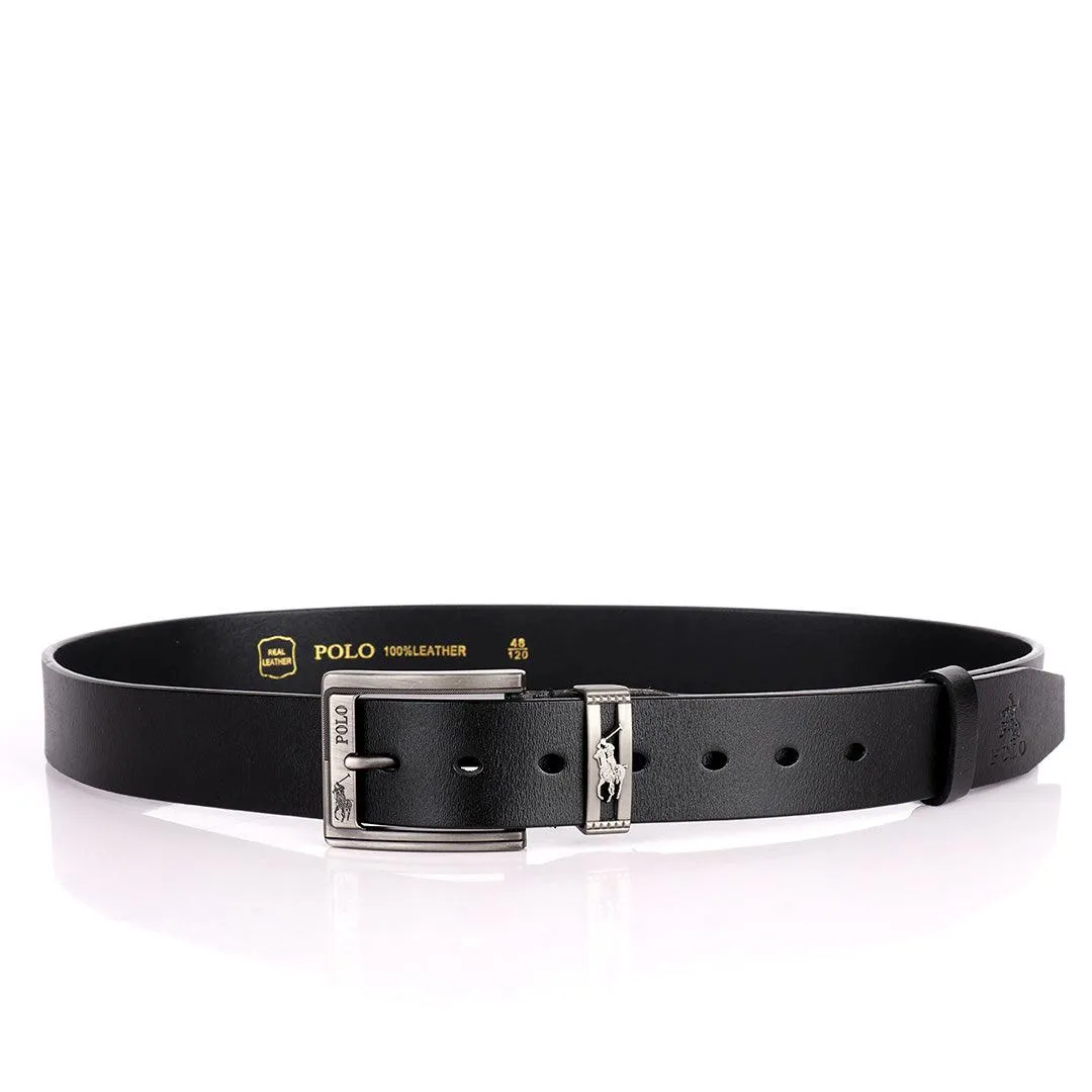 PRL Pony Logo Classic Leather Black Belt