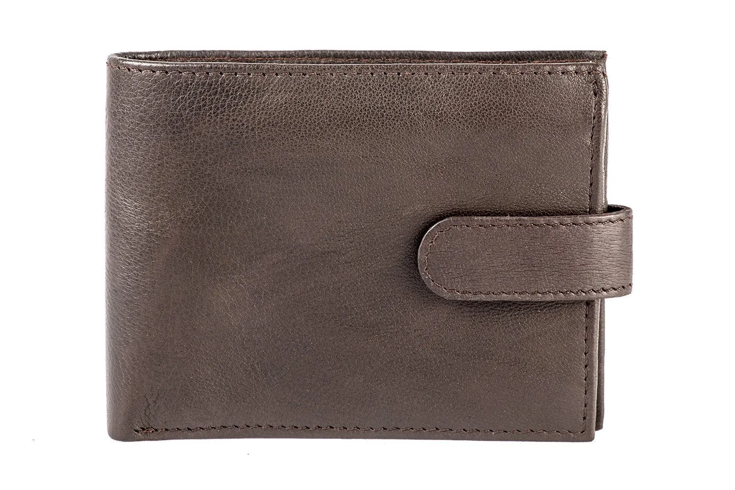 Sakkas Bifold Press Stud Mens Leather Wallet With Gift Bag