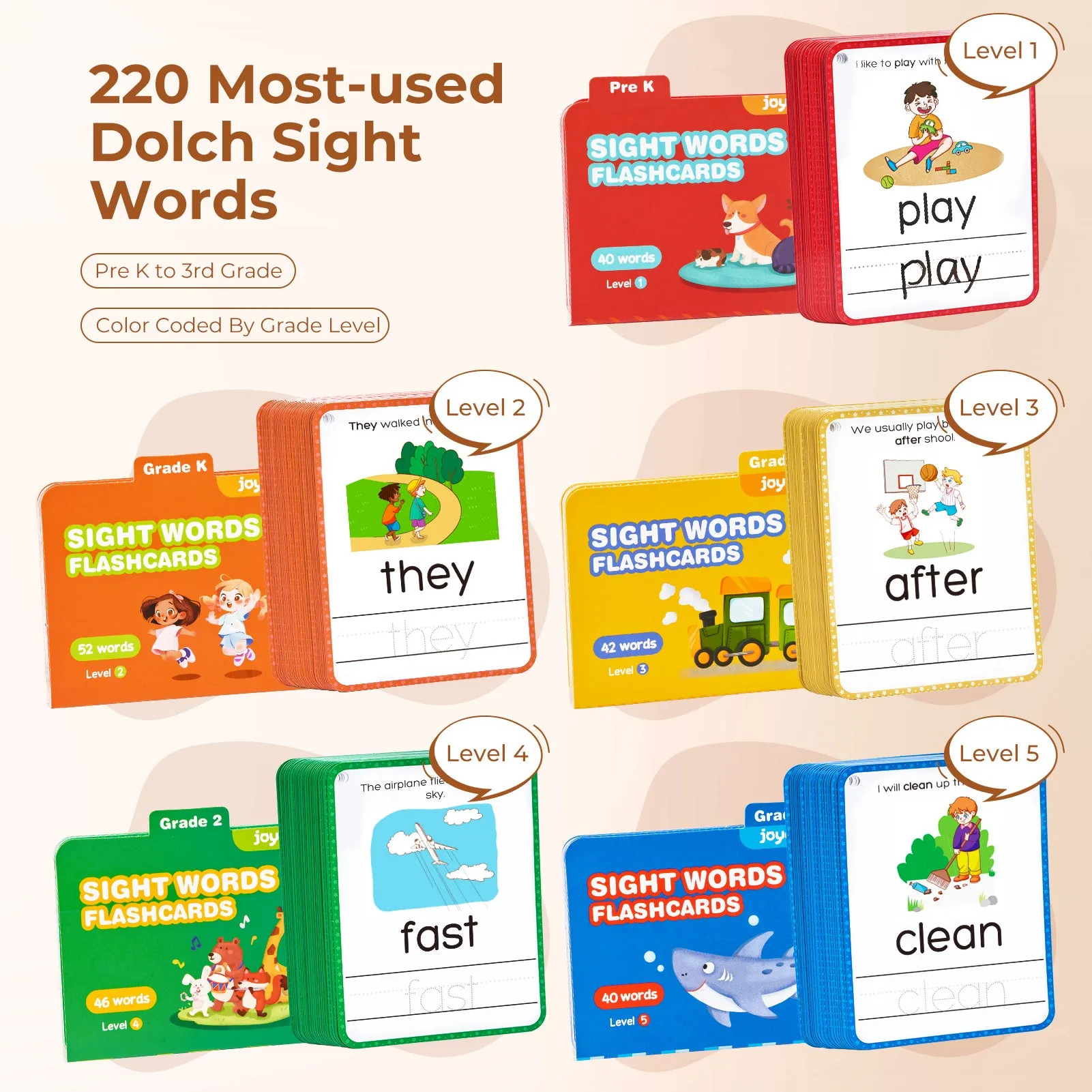 Sight Words Kids Writing Flash Cards