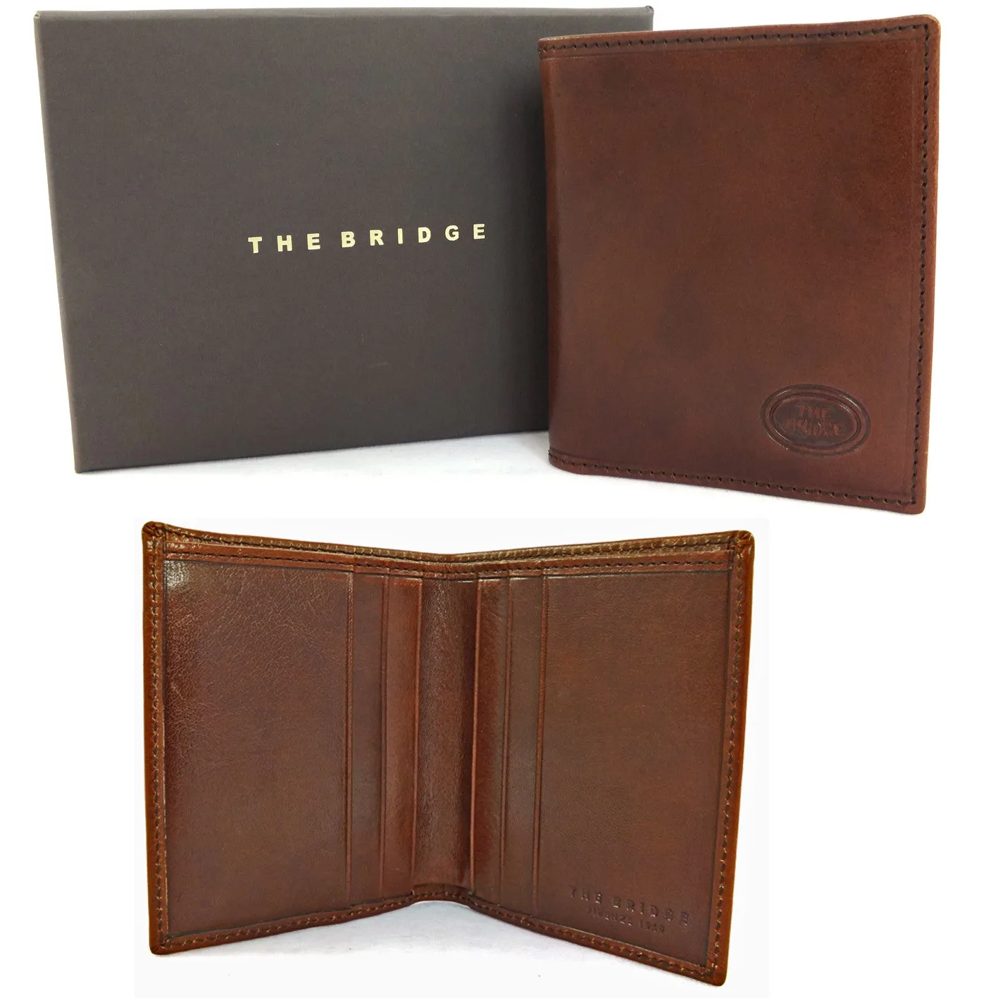 The Bridge Slim Leather Shirt Wallet - Style: 01208401 - Brown