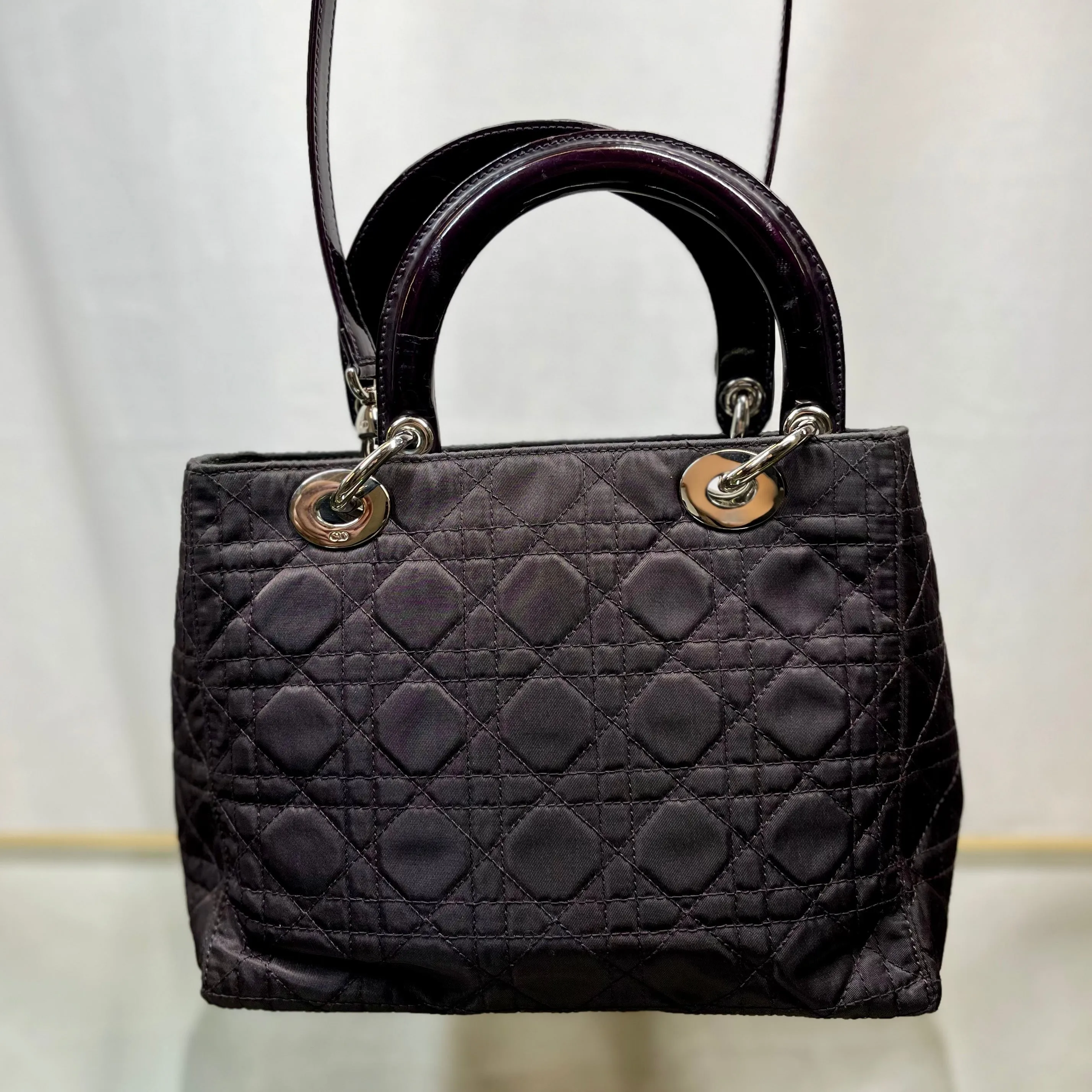 Trendy Inspired Dior Purple Nylon Cannage Lady Dior Satchel