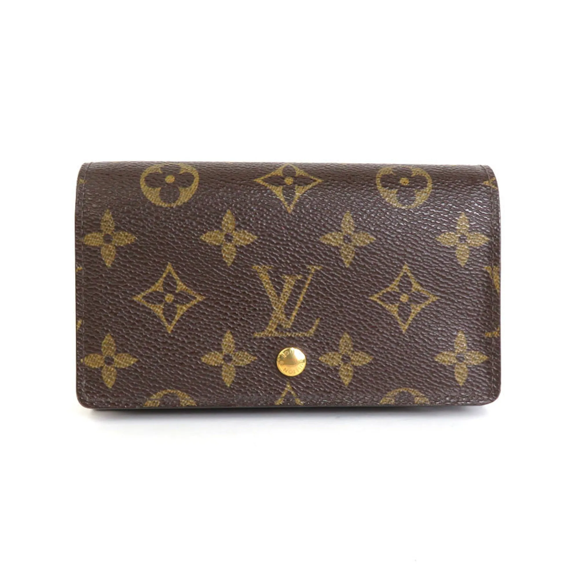 Trendy Inspired Louis Vuitton Bifold Wallet Monogram Porte Monet Bier Tresor Canvas Brown Women's M61730