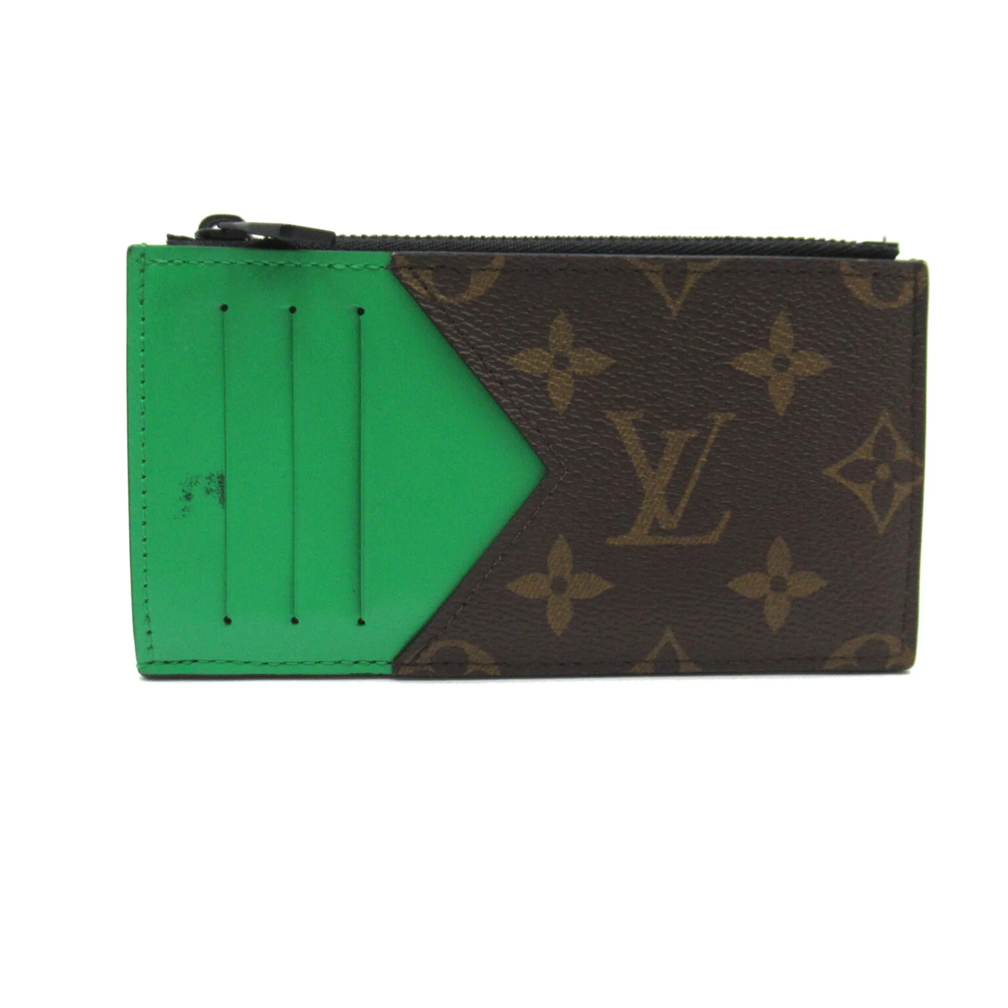 Trendy Inspired Louis Vuitton Coin Card Holder Brown Green Monogram Macassar Pvc Coated Canvas M81627