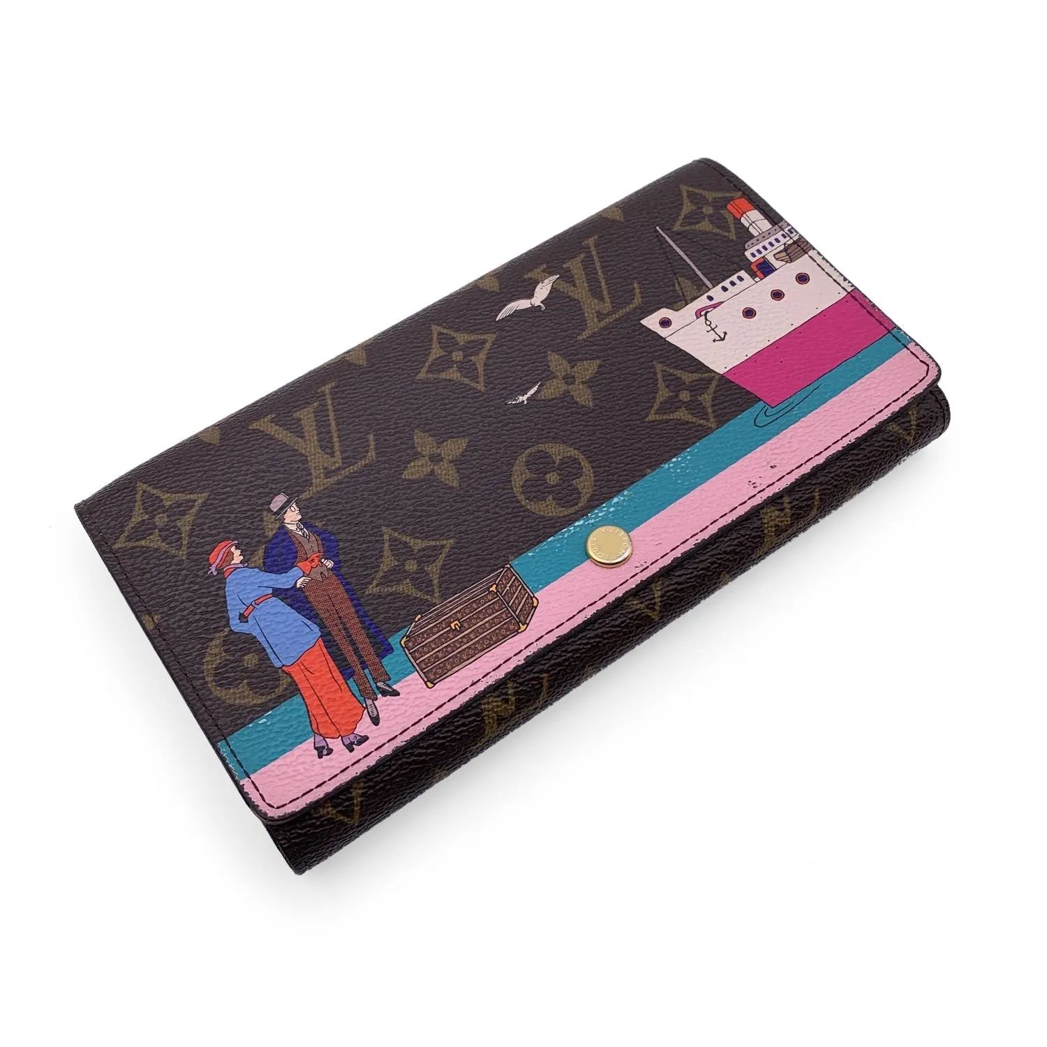 Trendy Inspired Louis Vuitton Monogram Canvas Illustre Transatlantic Sarah Wallet