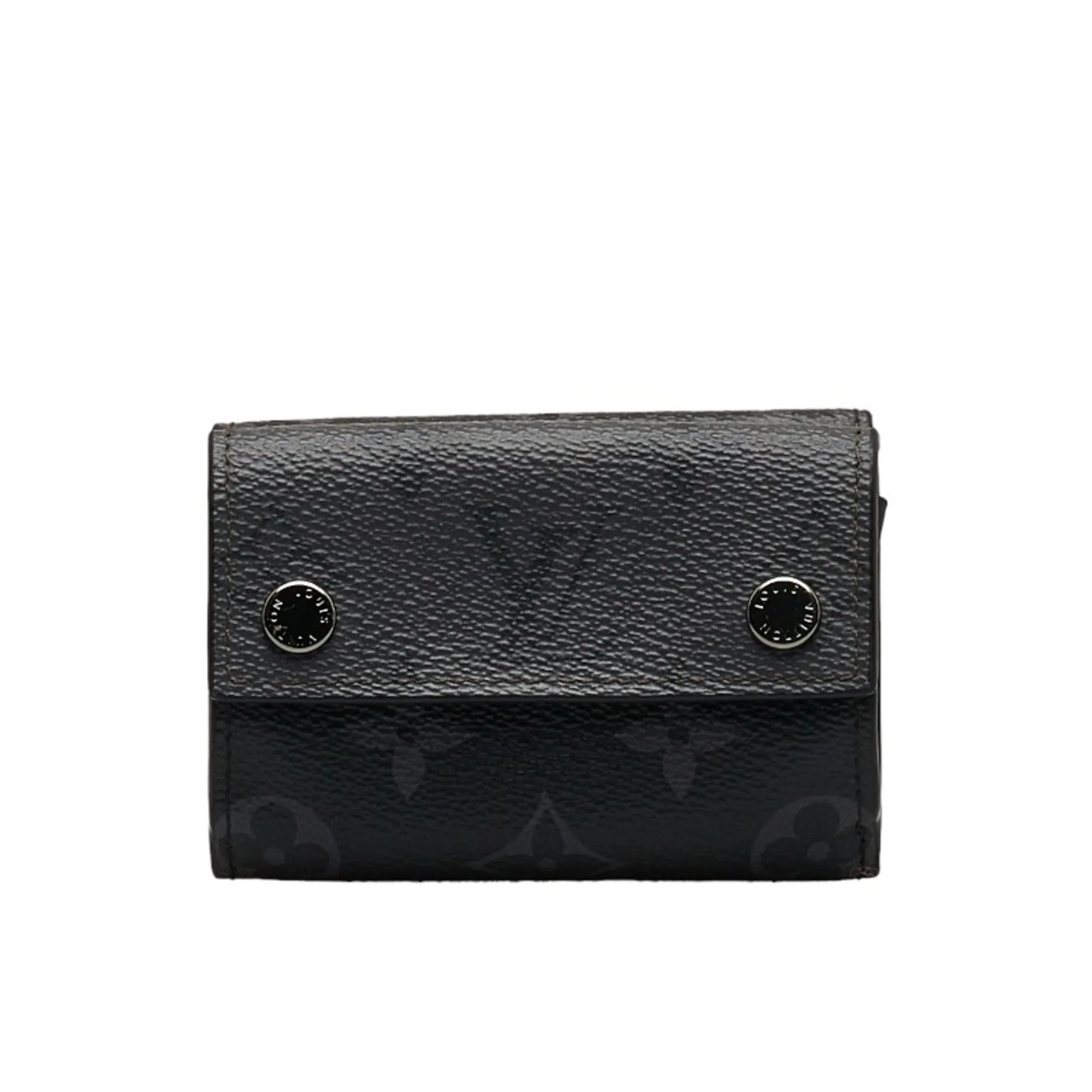 Trendy Inspired Louis Vuitton Monogram Eclipse Reverse Discovery Trifold Wallet M45417 Gray Pvc Leather Men's