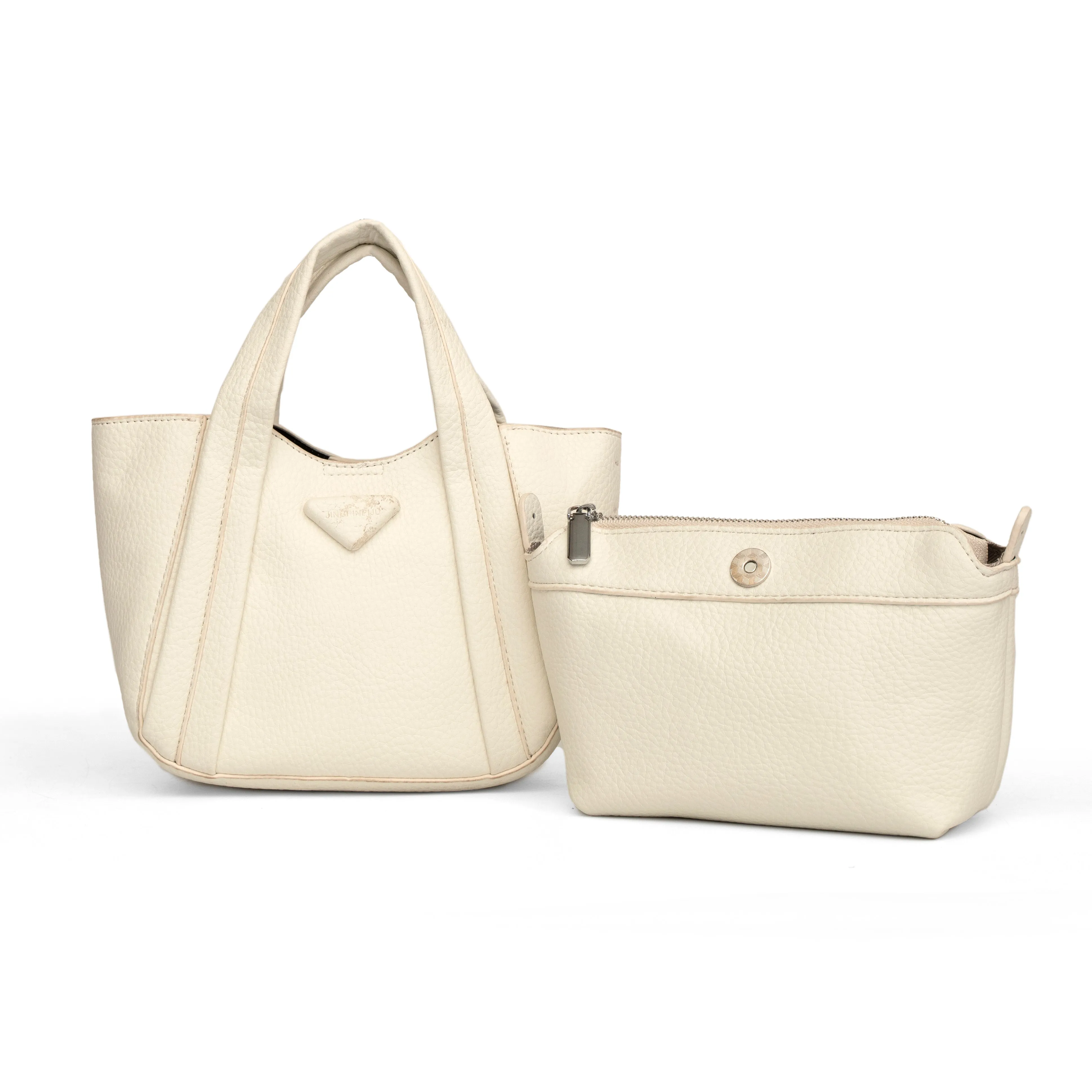 Women textured half white shoulder cum hand bag