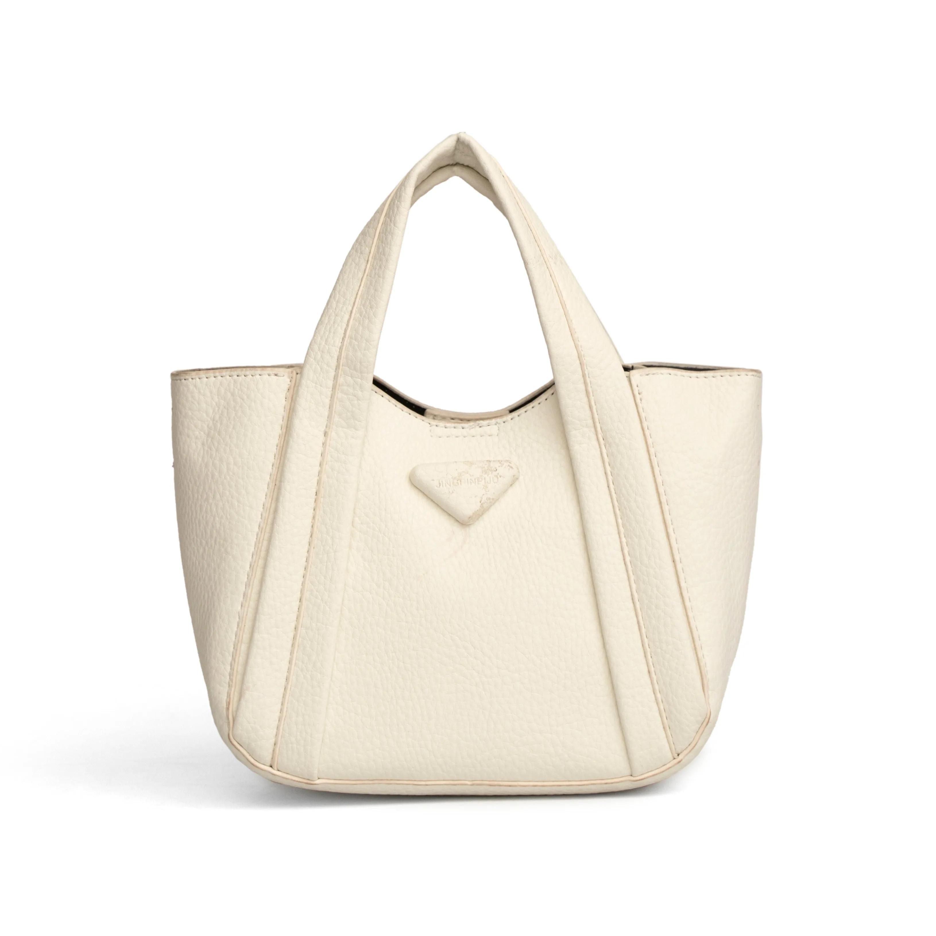 Women textured half white shoulder cum hand bag