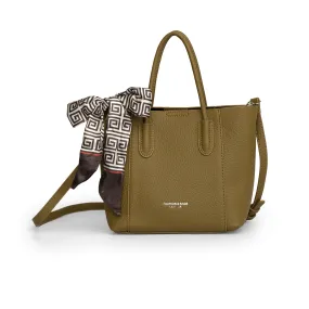 Women textured olive green shoulder cum hand bag