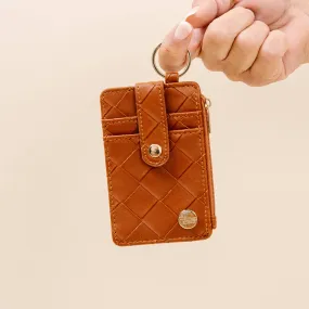 Woven Cognac Keychain Wallet